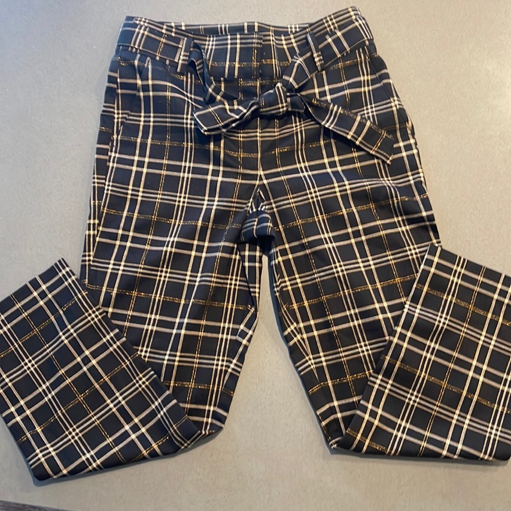 Cropped wide leg plaid pants